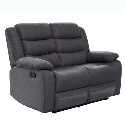 Homer 2-Seater Fabric Recliner - Dark Grey - With 2-Year Warranty